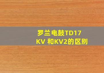 罗兰电鼓TD17 KV 和KV2的区别